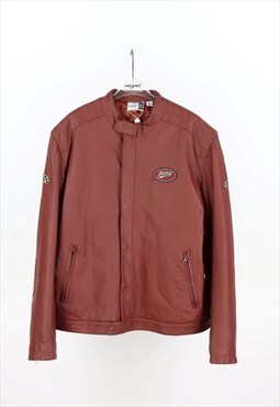 Vintage Puma Leather Jacket in Brown - XL