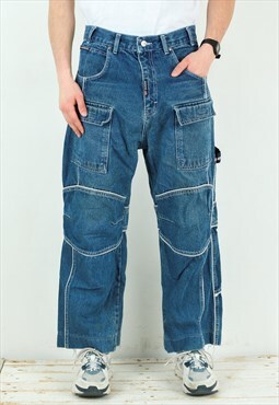 Vintage EMINEM W31 L30 Baggy Cargo Jeans Denim Pants Trouser