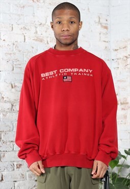 Vintage Best Company Spellout Logo Crewneck Sweatshirt Red