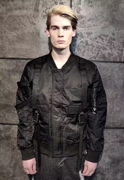 Buckle bomber technical MA1 jacket y2k utility varsity black