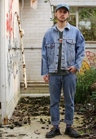 LEVI'S DENIM JACKET WITH RAW HEM CUFFS