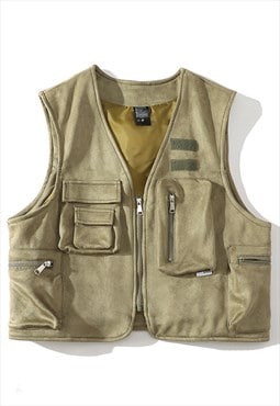 Workwear vest sleeveless jacket utility tank top cargo gilet