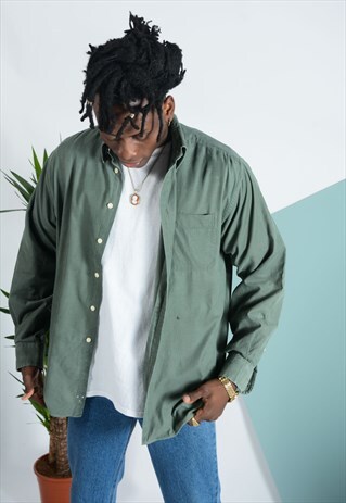VINTAGE NAUTICA CORD SHIRT IN GREEN