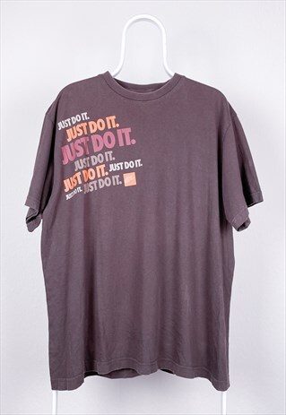 VINTAGE NIKE T-SHIRT JUST DO IT SWOOSH BROWN LARGE