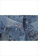 EMBELLISHED DENIM SKIRT GRAFFITI PRINT MINI IN JEAN BLUE 