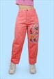 80's JHON F GEE High Waist Baggy Jeans Coral Pink Tropical 