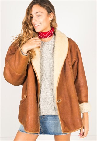 VINTAGE 80S WINTER SHEEPSKIN COAT / R018