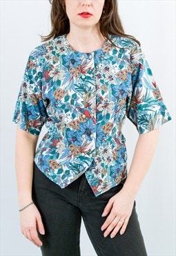 Vintage 90's floral blouse printed short sleeve top