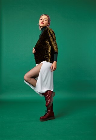 VINTAGE VELVET GREEN BUTTON BLOUSE