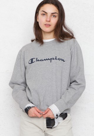 VINTAGE GREY CHAMPION CREW NECK PULLOVER SWEATSHIRT