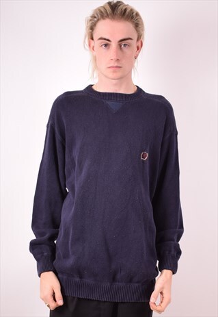 TOMMY HILFIGER MENS VINTAGE JUMPER SWEATER LARGE BLUE 90S