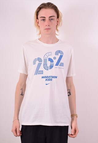 NIKE MENS VINTAGE T-SHIRT TOP MEDIUM WHITE 90S