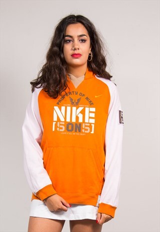 VINTAGE 90'S NIKE ORANGE SPORTS SWEATER HOODIE TOP