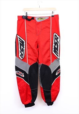 Vintage Motorcross Trousers Red Grey With Embroidered Logos