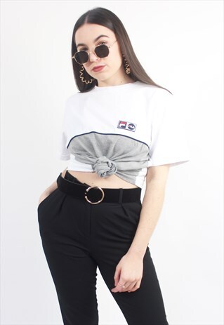 90'S RETRO GREY & WHITE T-SHIRT