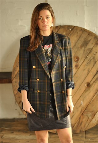 VINTAGE CHECKED 80S OVERSIZED BLAZER