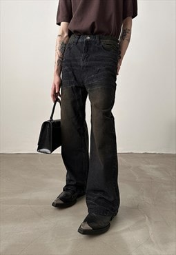 Unisex Technic distressed hang dyed jeans S VOL.2