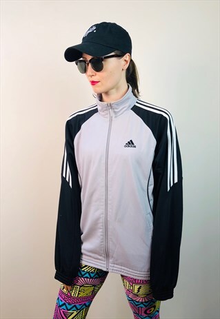 VINTAGE 90S ADIDAS GERMANY BLACK GREY JACKET