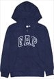 Vintage 90's Gap Hoodie Spellout Full Zip Up Navy Blue