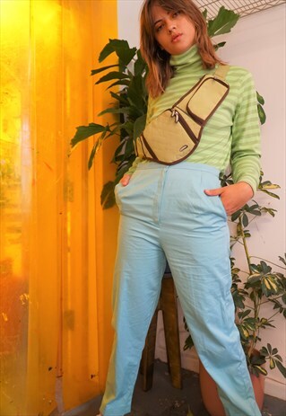 VINTAGE 80'S BABY BLUE HIGH WAISTED TROUSERS