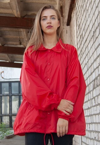 VINTAGE RETRO RED RAIN COAT JACKET