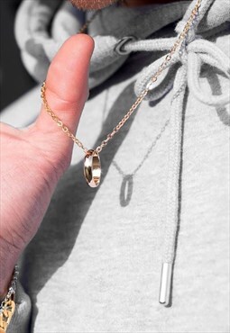 54 Floral 30" Ring Pendant Necklace Chain - Gold