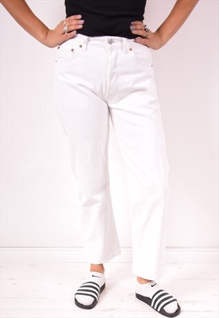 LEVI'S 501 WOMENS VINTAGE JEANS W30 L27 WHITE 90S