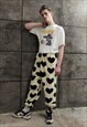 HEART FLEECE JOGGERS HANDMADE FAUX FUR HEART OVERALLS CREAM