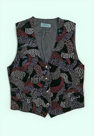 VINTAGE 80'S 90'S VELVET WAISTCOAT VEST EMBROIDERY