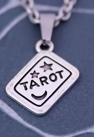 CRW SILVER STAR AND MOON TAROT CARD NECKLACE 