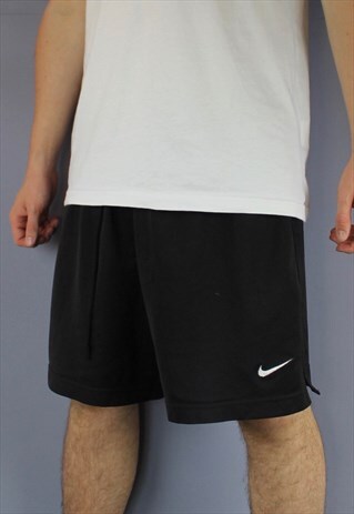 VINTAGE NIKE SHORTS IN BLACK WITH EMBROIDERED LOGO AND DRAWS