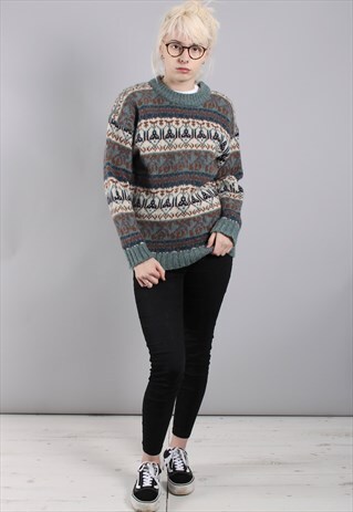 VINTAGE ABSTRACT CRAZY PATTERN JUMPER