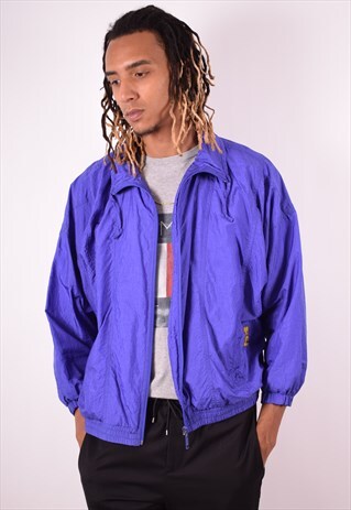MENS VINTAGE TRACKSUIT TOP JACKET LARGE PURPLE 90S