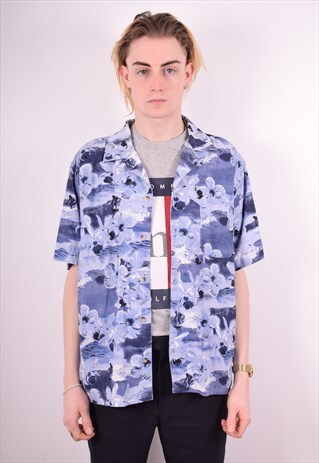 MENS VINTAGE HAWAIIAN SHIRT LARGE MULTI 90S