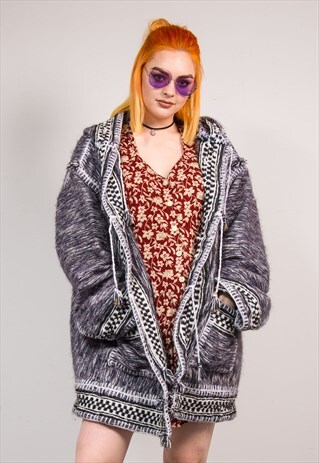 90'S VINTAGE GRUNGE FESTIVAL OVERSIZE KNIT CARDIGAN JACKET