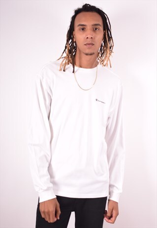 CHAMPION MENS VINTAGE TOP LONG SLEEVE XL WHITE 90S