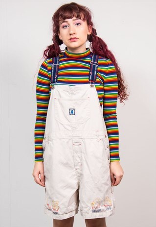 WINNIE THE POOH VINTAGE 90'S CREAM DENIM DUNGAREES SHORTS