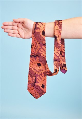 VINTAGE 70'S RETRO TAPESTRY WOVEN MOD PATTERN TIE