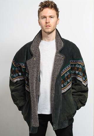 VINTAGE AZTEC INCA FLEECE LINED JACKET