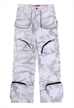 Military joggers cargo pocket pants skater trousers in camo