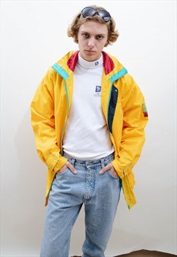 Vintage 80s Wind Breaker Colorblock Relaxed Fit Jacket Men L