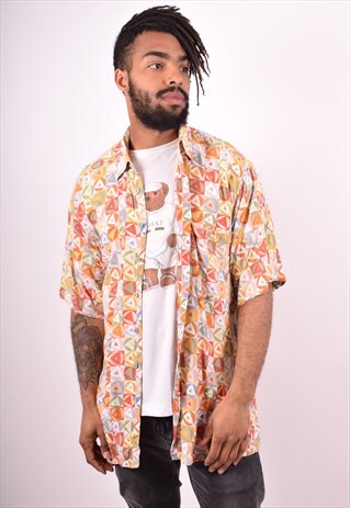 MENS VINTAGE CRAZY PRINT SHIRT MEDIUM MULTI 90S