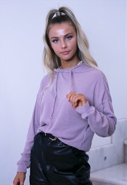 Ash Light Weight Ribbed Hoodie Top in Berry