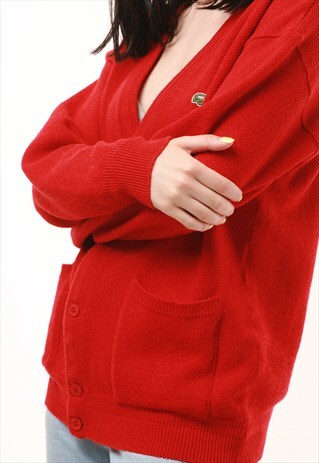80S VINTAGE LACOSTE WOOL CARDIGAN BUTTONS UP JUMPER 573