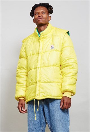 VINTAGE YELLOW RIFLE PUFFER BOMBER JACKET