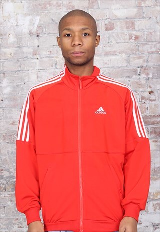 VINTAGE ADIDAS LOGO THREE STRIPE TRACK JACKET RED