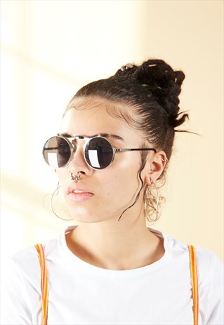 METAL FLIP UP RETRO SUNGLASSES
