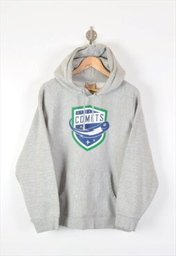 Vintage Utica Comets Reverse Weave Hoodie Grey XL