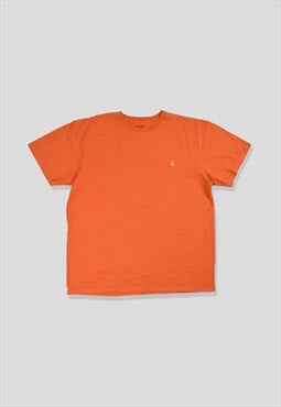 Carhartt Embroidered Logo Heavyweight T-Shirt in Orange