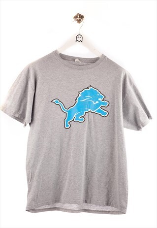 VINTAGE FRUIT OF THE LOOM T-SHIRT BLUE LION MOTIF PRINT GRE
